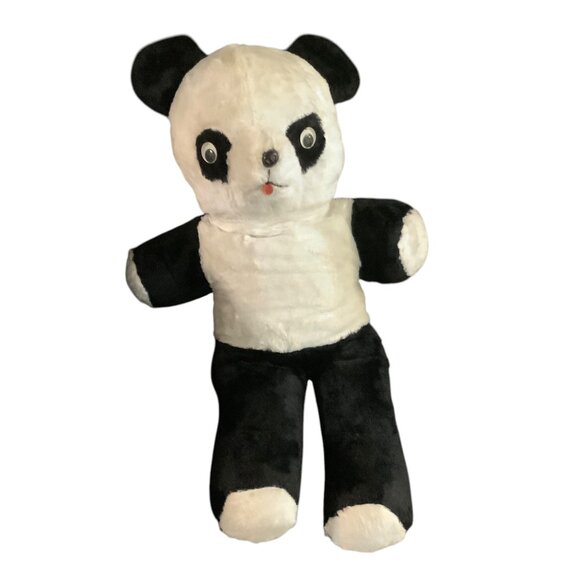 Vtg Plush Panda Bear Stuffed Toy 27” Tall Black White Large Cuddly Soft Animal - Picture 1 of 5
